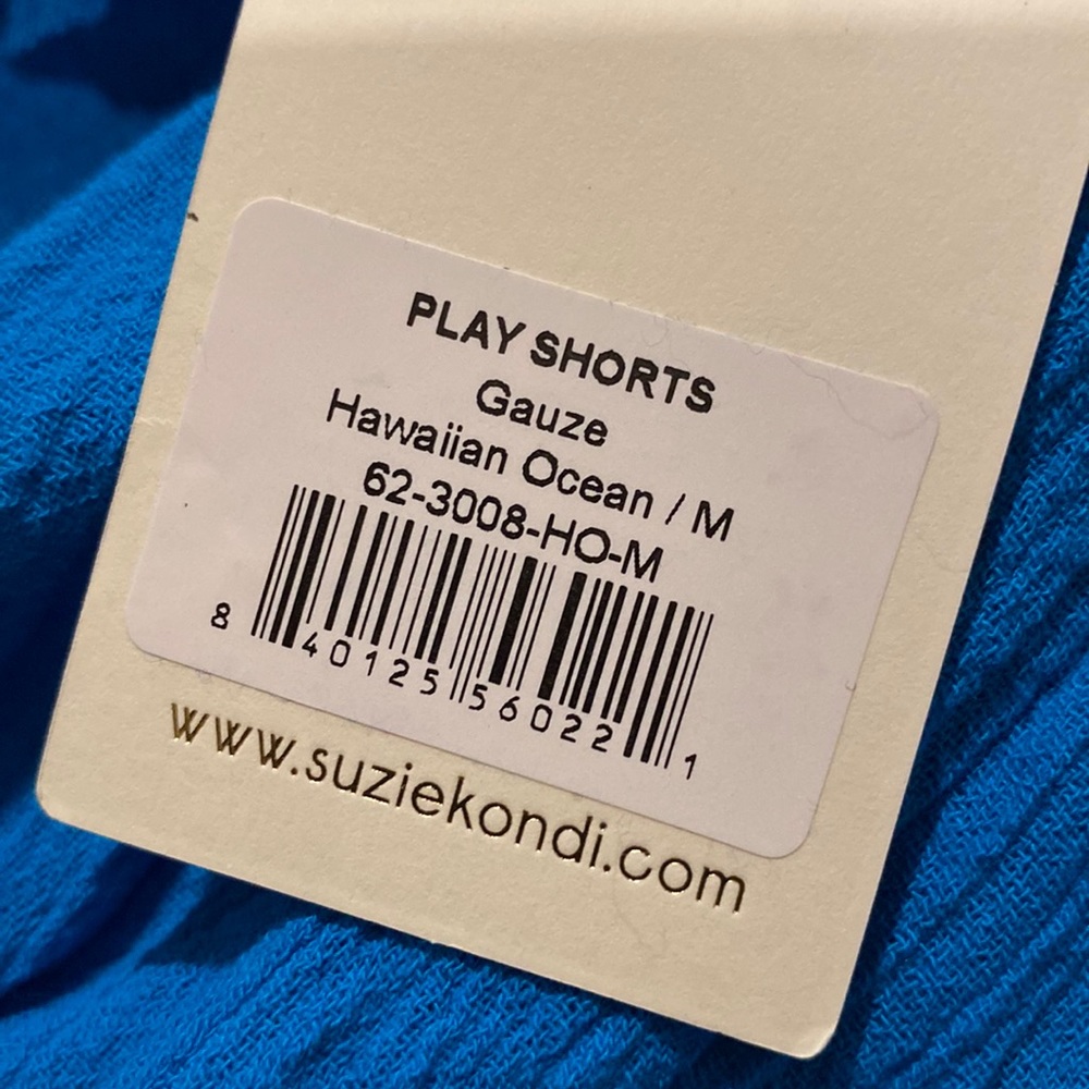 Suzie Kondi green side pockets gauze cotton play shorts blue - Picture 4 of 12
